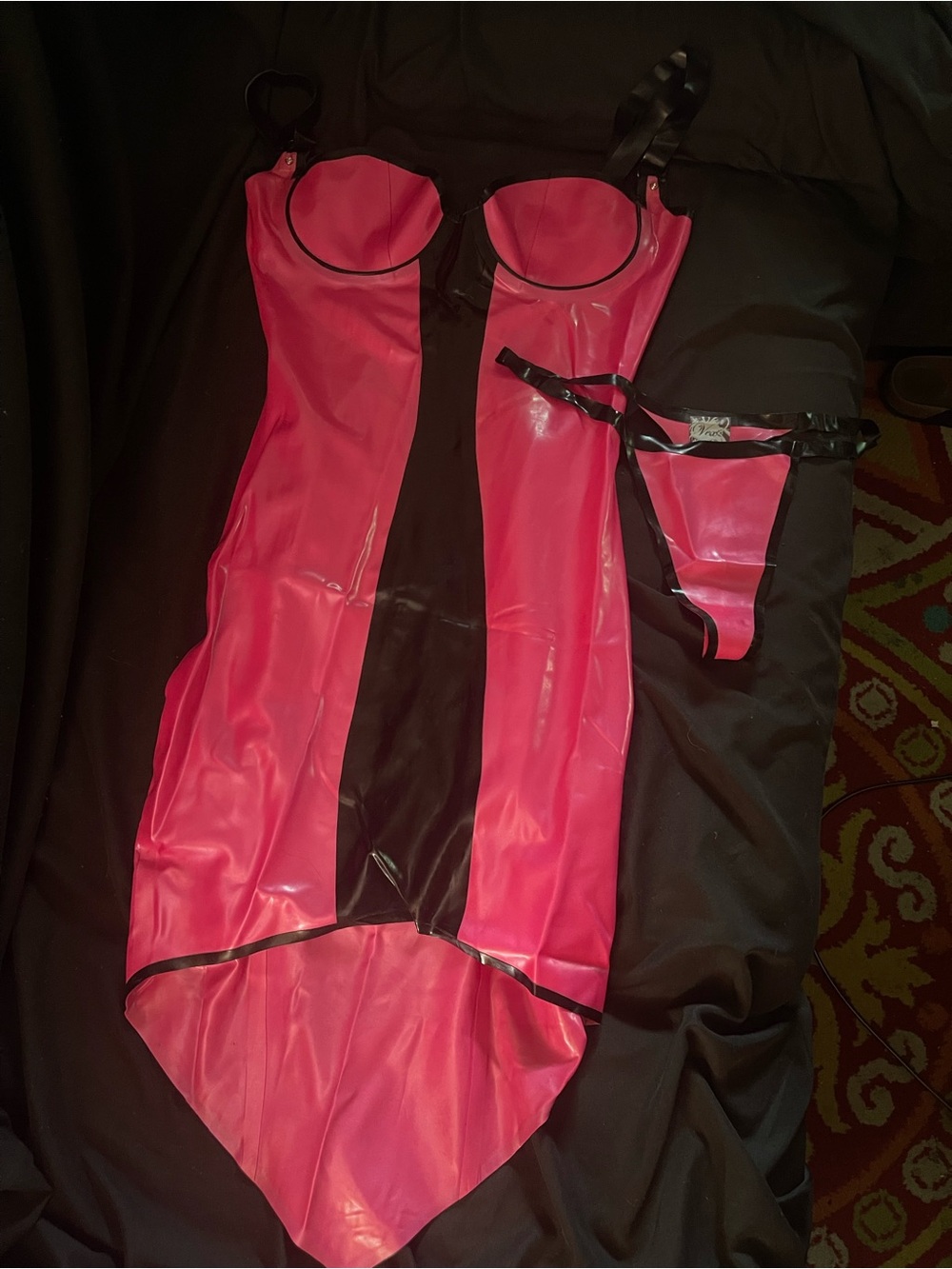 Vex Latex Dress with Matching Thong Bottom Small D cup